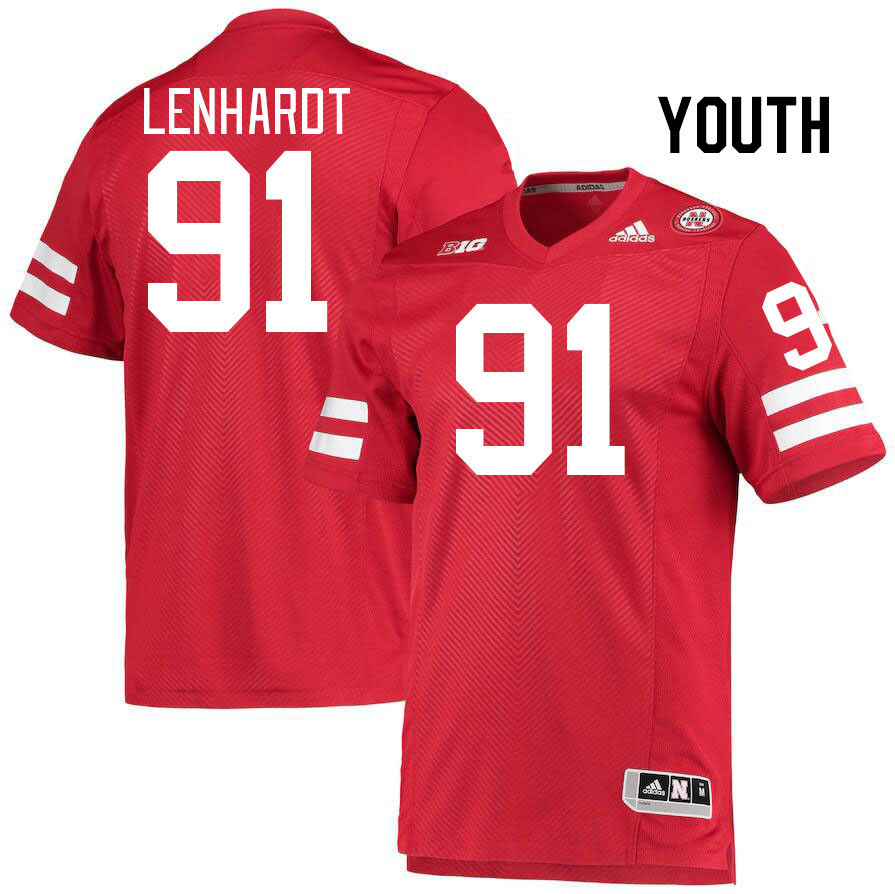 Youth #91 Cameron Lenhardt Nebraska Cornhuskers College Football Jerseys Stitched Sale-Red